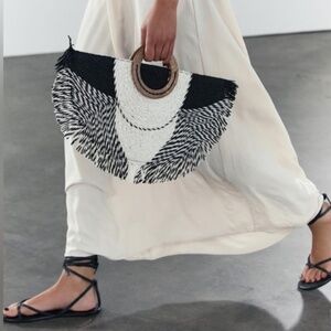 ZARA WOVEN FAN SHAPED BAG